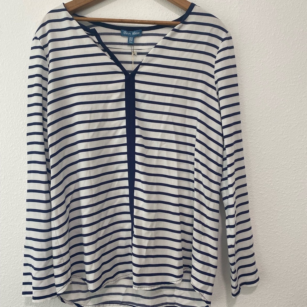 NWT Fleur Bleue Anthropologie Blue and White Strip